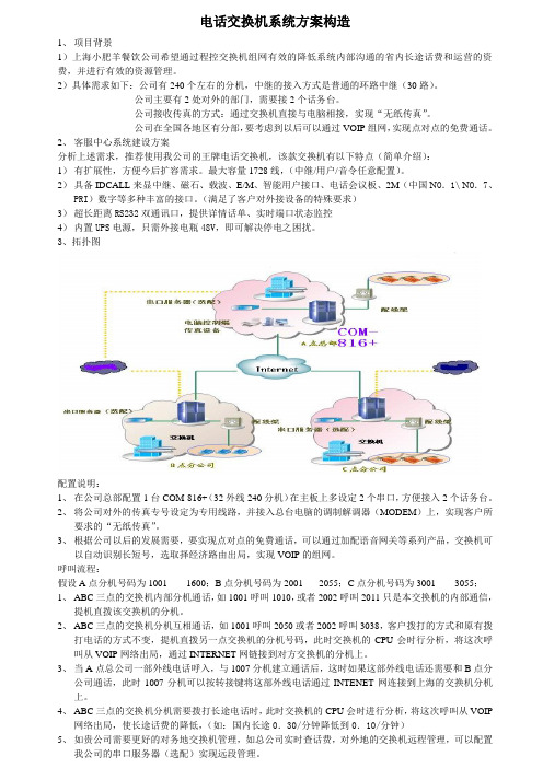 电话交换机系统方案构造汇总