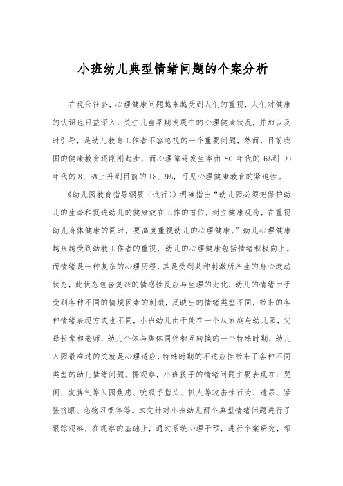 小班幼儿典型情绪问题的个案分析