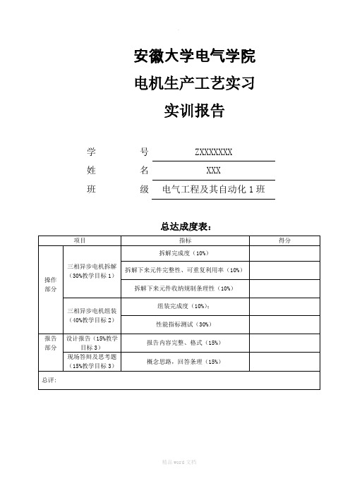 电机实训指导报告