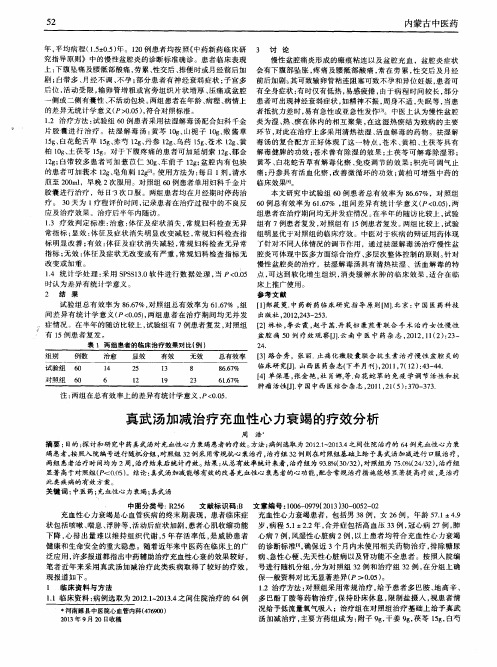 真武汤加减治疗充血性心力衰竭的疗效分析