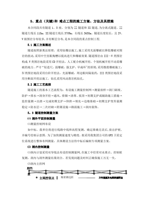 隧道重点(关键)和 难点工程的施工方案、方法及其措施