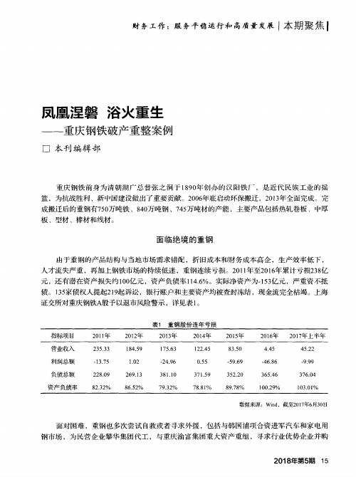 凤凰涅磐 浴火重生——重庆钢铁破产重整案例