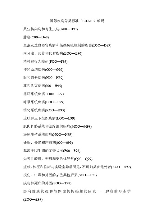 国际疾病分类标准——编码