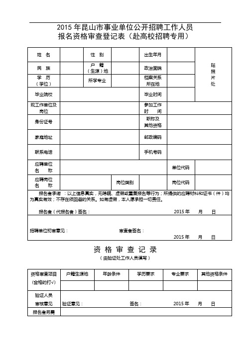 2015年昆山市事业单位公开招聘工作人员