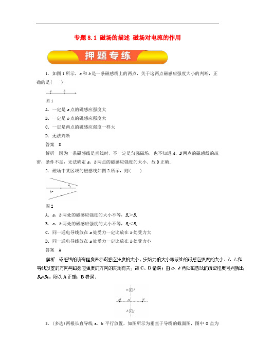 高考物理一轮复习 专题8.1 磁场的描述 磁场对电流的作用押题专练