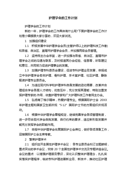 护理学会的工作计划