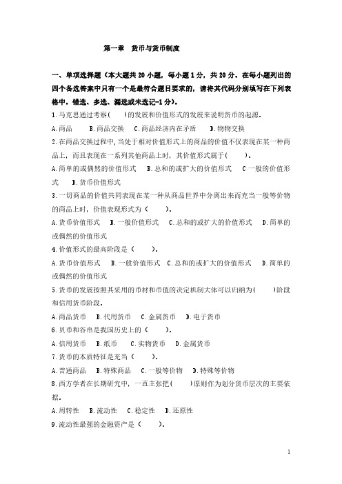 重庆工商大学期末复习资料金融学第一章货币与货币制度