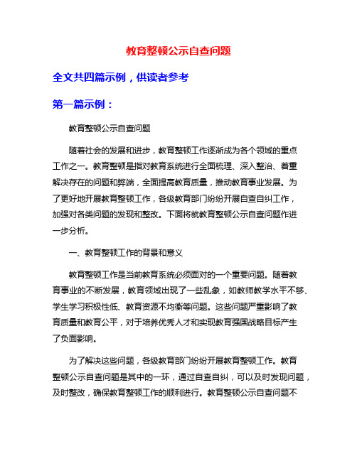 教育整顿公示自查问题