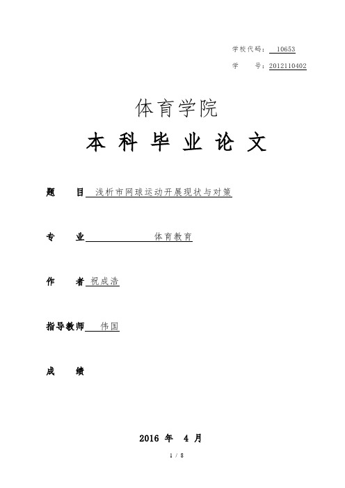 浅析成都市网球运动的发展现状与对策