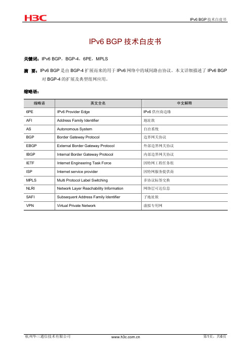 IPv6 BGP技术 简介