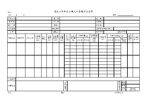 粗粒土和巨粒土最大干密度试验记录(KJ-11)