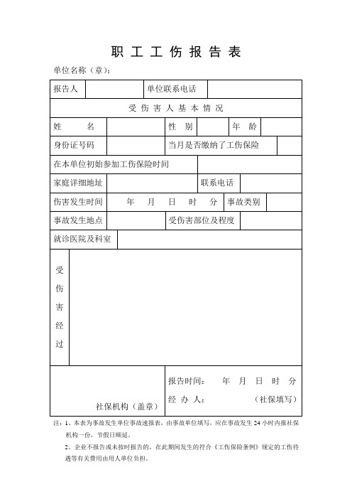 职工工伤报告表