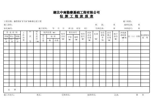 钻探工程班报表