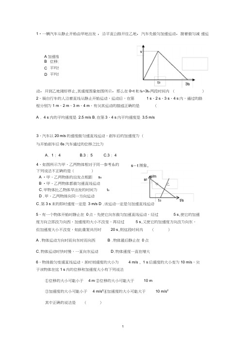 (word完整版)高一物理必修一运动学练习题