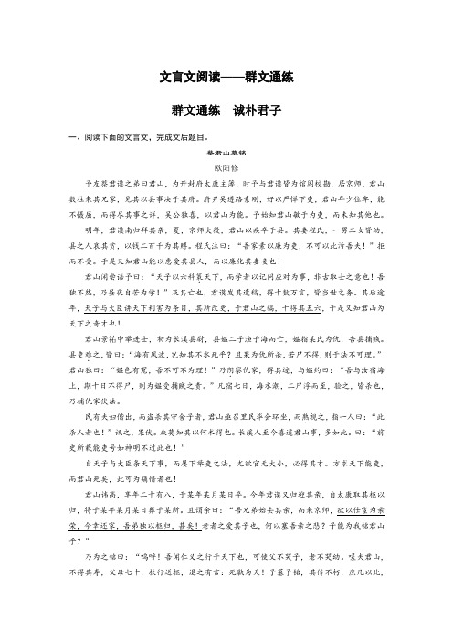 2020高考语文江苏专版大二轮复习练习：文言文阅读——群文通练 群文通练 Word版含解析