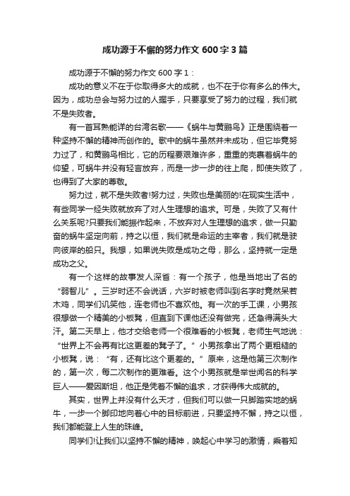 成功源于不懈的努力作文600字3篇