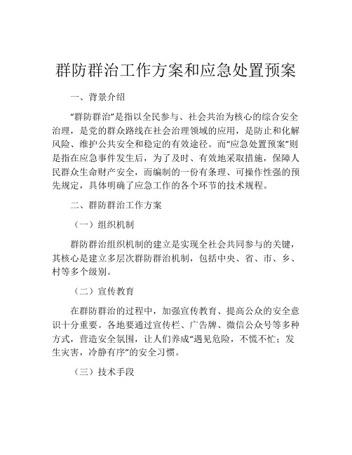 群防群治工作方案和应急处置预案