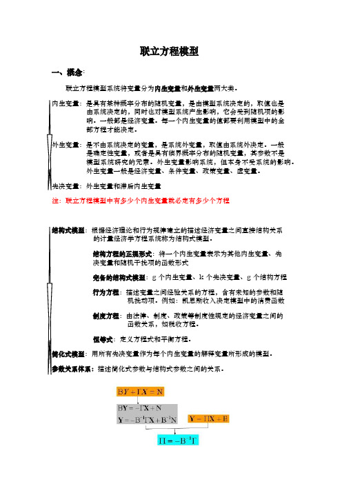 计量经济学知识点整理：联立方程