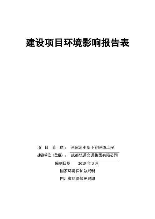 肖家河小型下穿隧道工程环境影响报告表