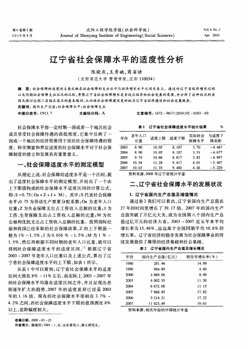 辽宁省社会保障水平的适度性分析