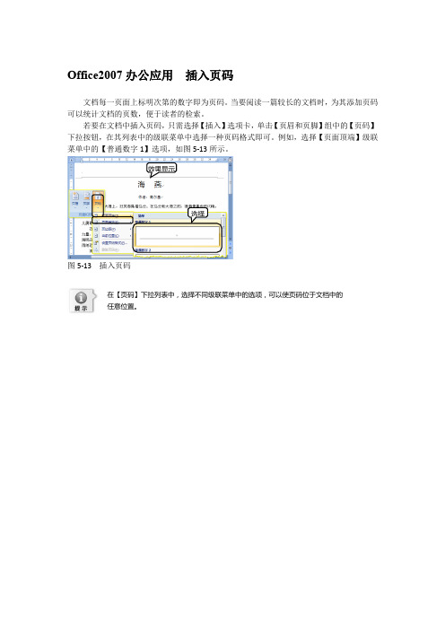 Office2007办公应用  插入页码