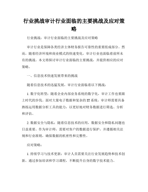 行业挑战审计行业面临的主要挑战及应对策略