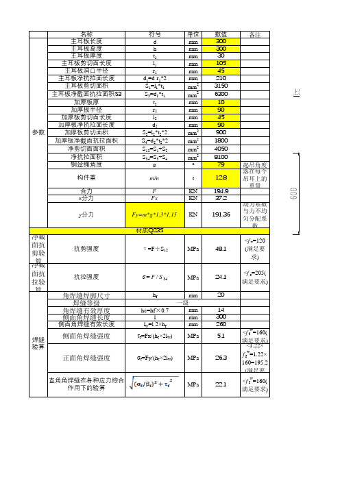 吊耳验算计算表表