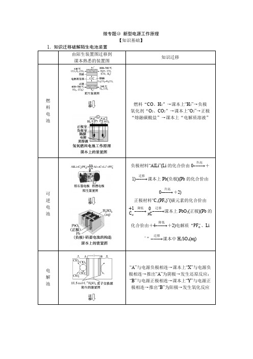 2023年高考化学总复习第一部分考点梳理第六章化学反应与能量微专题15 新型电源工作原理