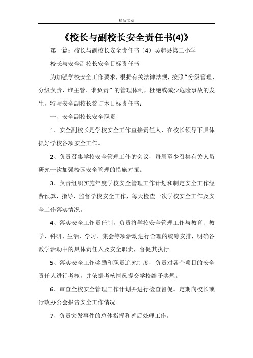 《校长与副校长安全责任书(4)》