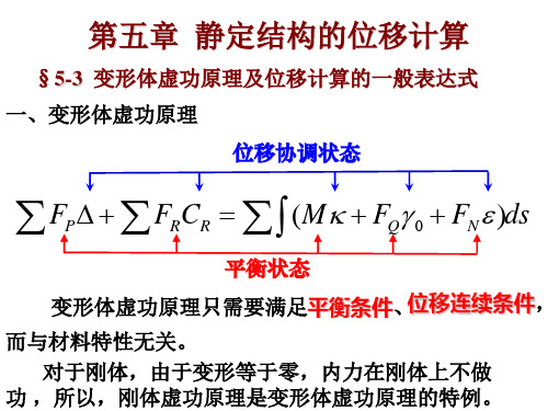 静力结构的位移计算——变形体虚功原理及位移计算的一般表达式