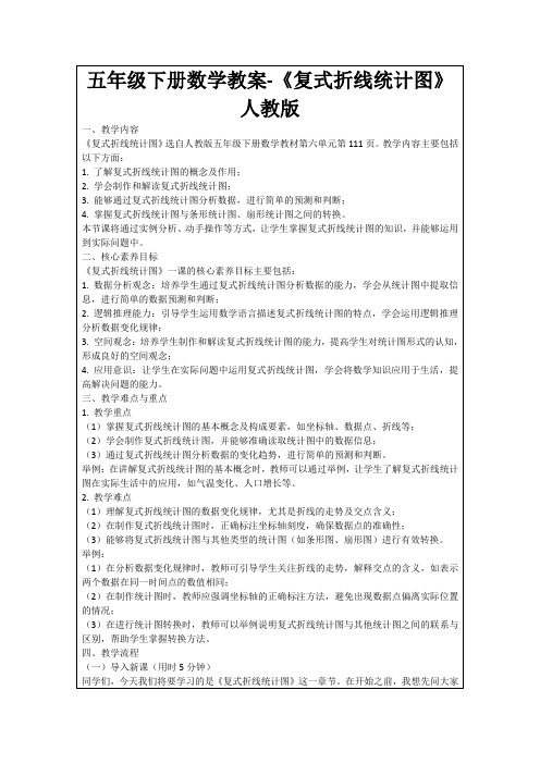 五年级下册数学教案-《复式折线统计图》人教版