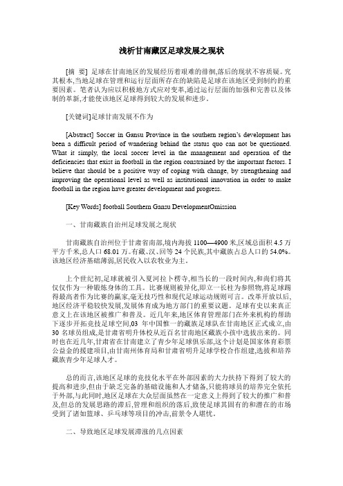 浅析甘南藏区足球发展之现状