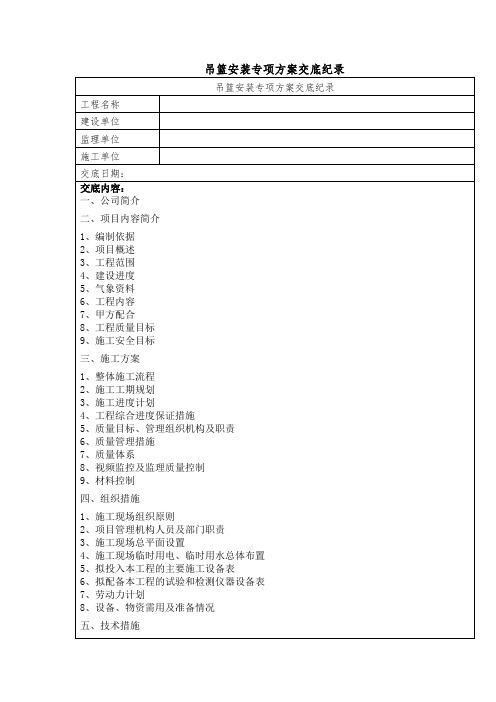 安全技术交底纪录(吊篮安装专享方案)