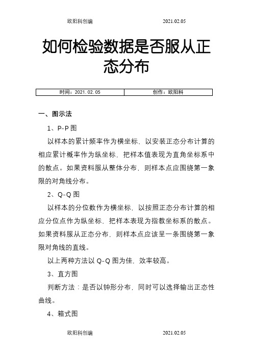 如何检验数据是否服从正态分布之欧阳科创编