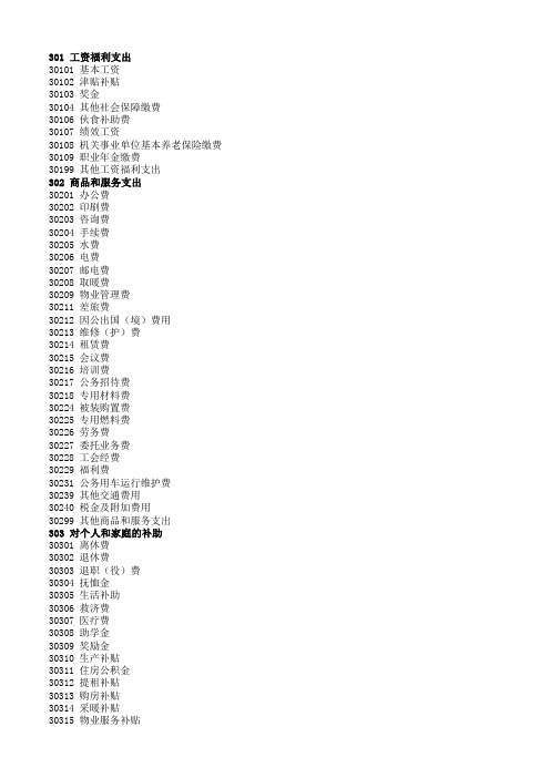 2017年支出经济分类科目