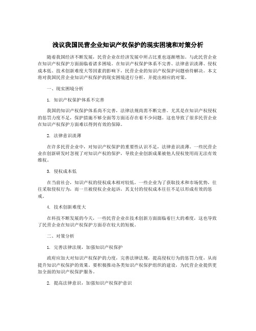 浅议我国民营企业知识产权保护的现实困境和对策分析