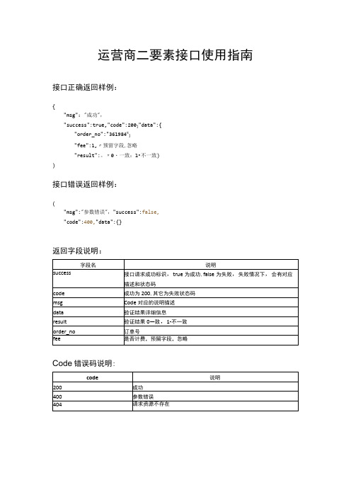 运营商二要素接口使用指南