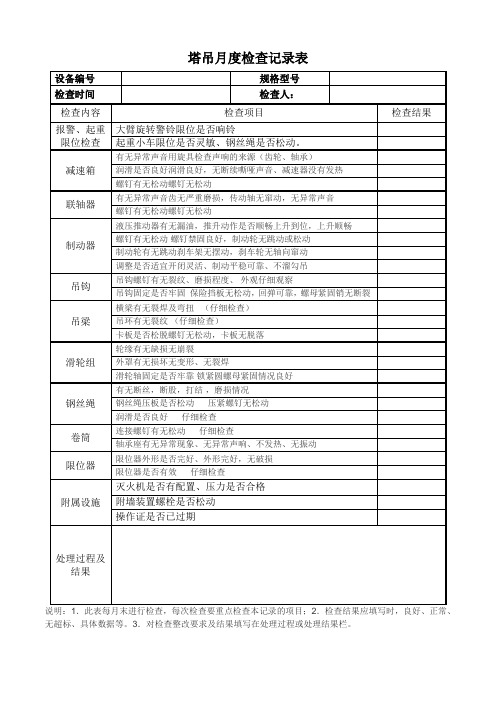 塔吊月检记录表实用文档