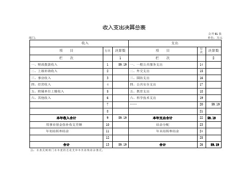 收入支出决算总表