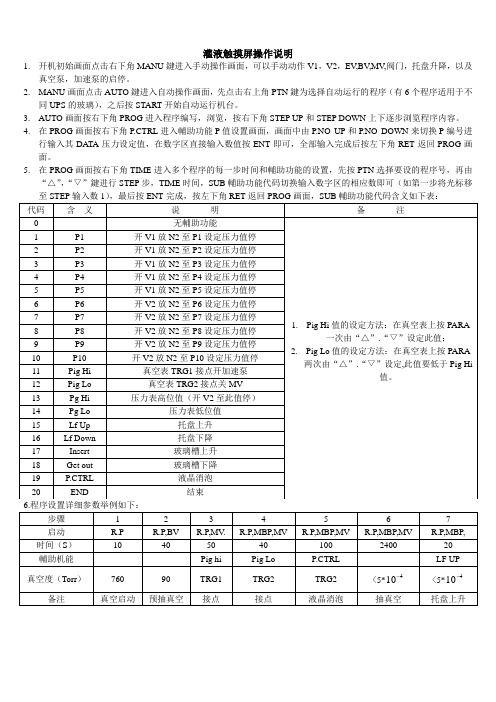 灌液触摸屏操作说明