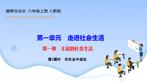 部编人教版八年级上册道德与法治作业课件 第一课 丰富的社会生活 第2课时 在社会中成长