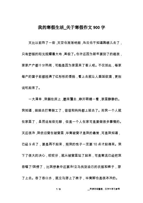 我的寒假生活_关于寒假作文900字