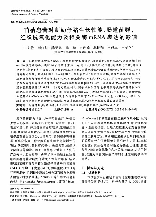 苜蓿皂苷对断奶仔猪生长性能、肠道菌群、组织抗氧化能力及相关酶