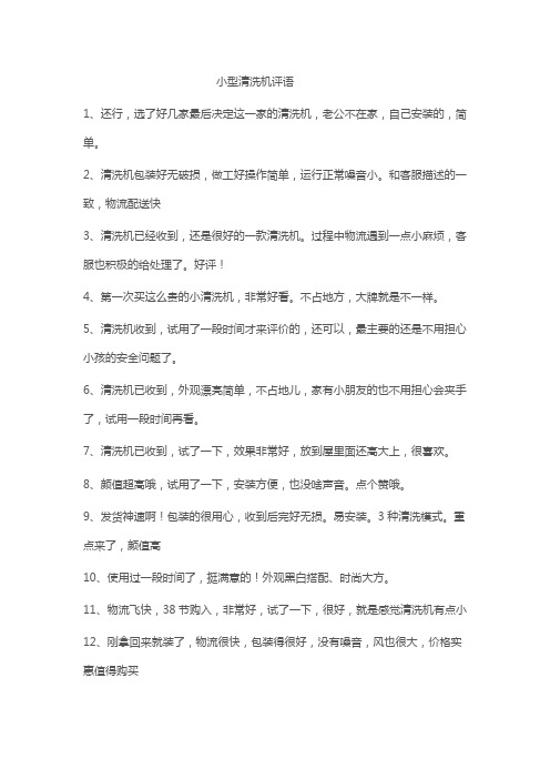 小型清洗机评语30字