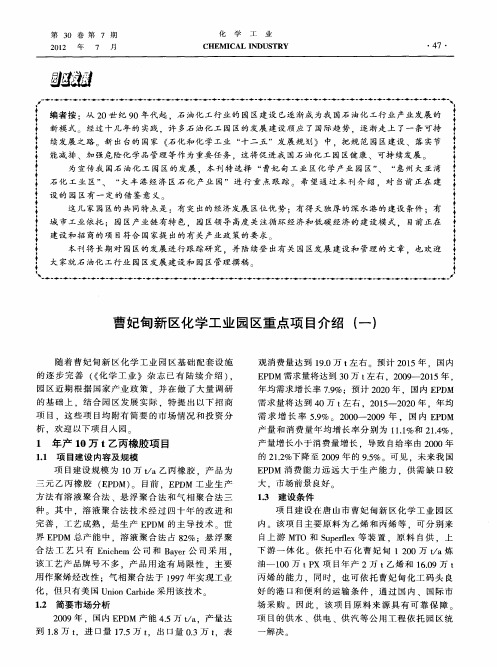 曹妃甸新区化学工业园区重点项目介绍(一)