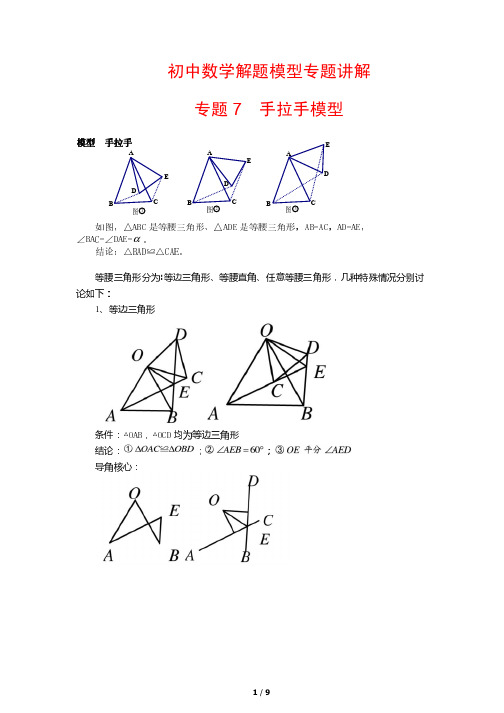 初中数学解题模型专题讲解7---手拉手模型