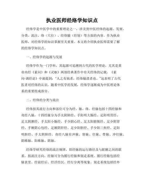 执业医师经络学知识点