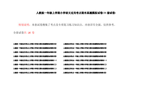 人教版一年级上学期小学语文过关考点期末真题模拟试卷(16套试卷)