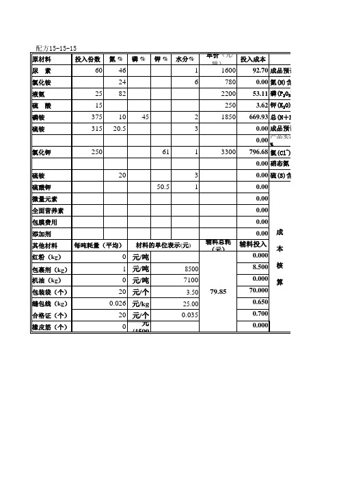 复合肥标准配方公式