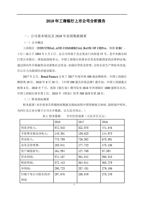 2019年工商银行上市公司分析报告